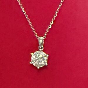 MOISSANITE 925 SILVER 2TCW Solitaire Necklace  MSRP:$1 780.00 NWT & GRA